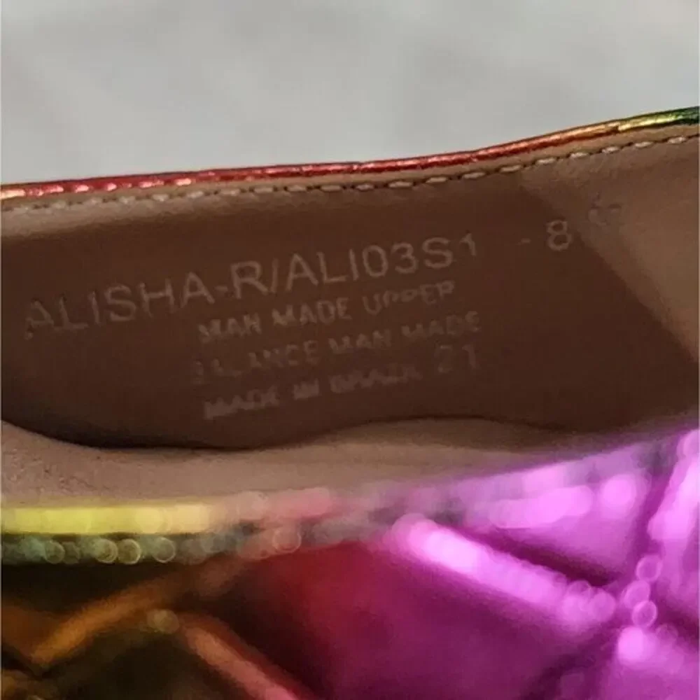 Steve Madden Rainbow Iridescent Pointed Ankle‎ Strap Heels Pumps Women's Size 8